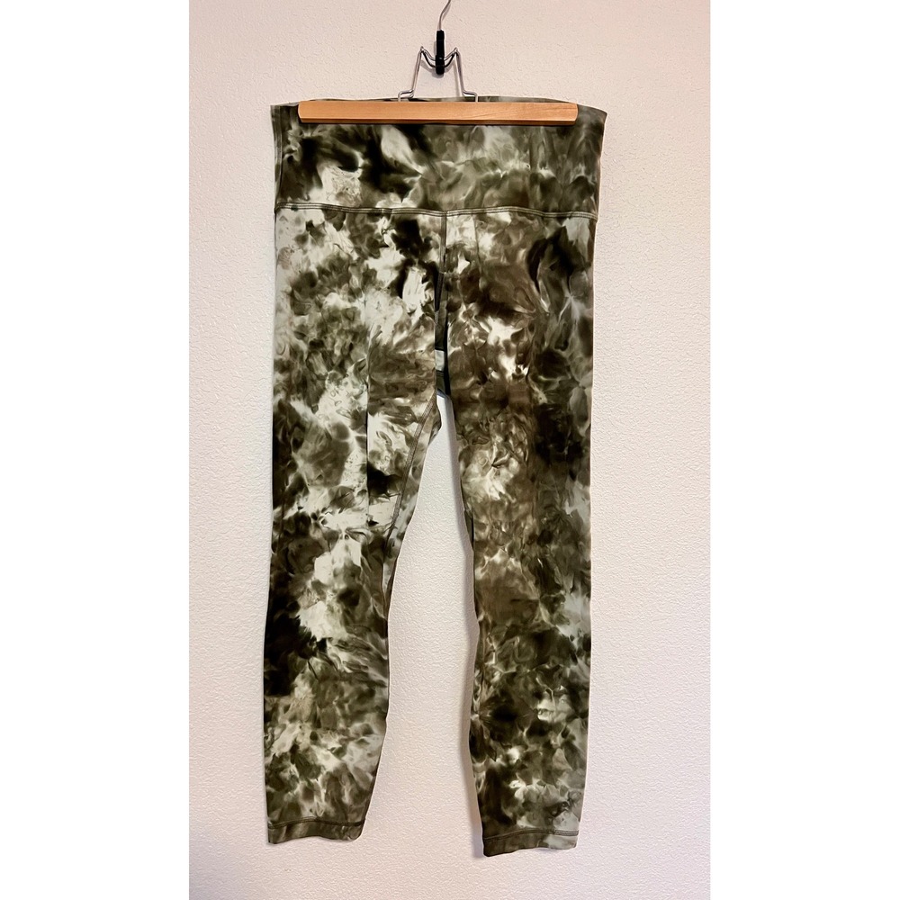 Lululemon Leggings Size 10 Green Black Tie Dye High Rise Yoga Pants